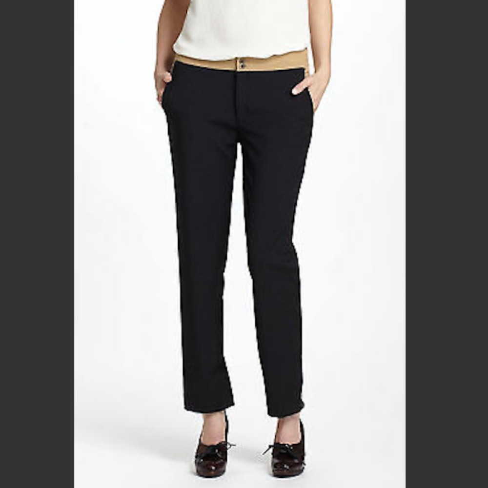 | Anthropologie Cartonnier | Black/Tan Straight Leg Pants